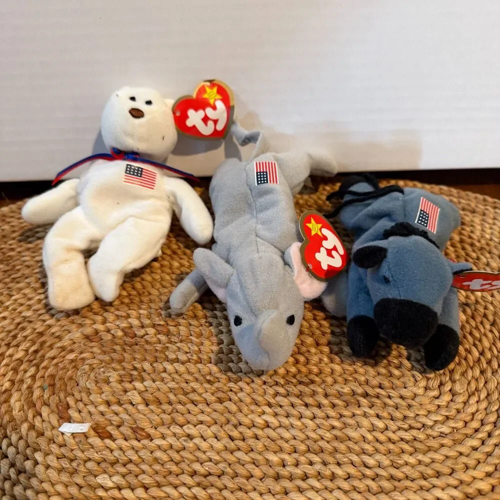 Ty Teenie Beanie Babies American Trio Libearty Righty Lefty McDonalds Tags
